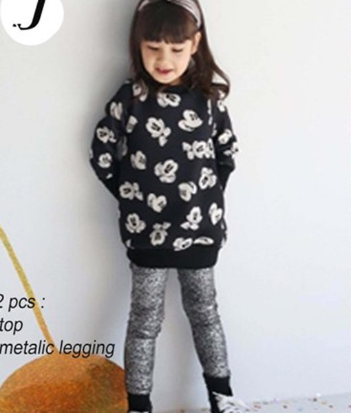 Mickey Face Top + Metallic Legging