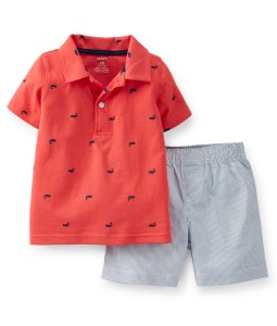 Whale Orange Collared Tee + Short Pant