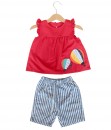 Balloon Red Top + Stripes Pant