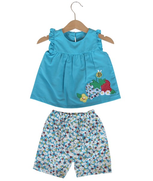 Strawberry Blue Top + Short Pant 1