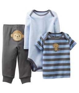 Monkey Tee + Stripes Bodysuit + Monkey Pant