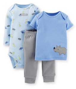 Rhino Tee + Animal Bodysuit + Grey Pant
