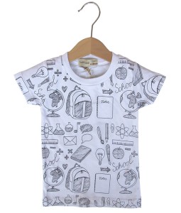 School Print White Tee