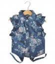 Flower Ruffle Denim Top