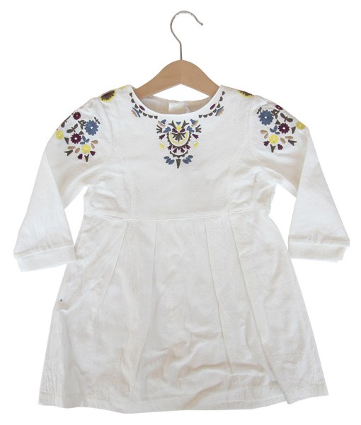 Flower Embroidery White Dress 1