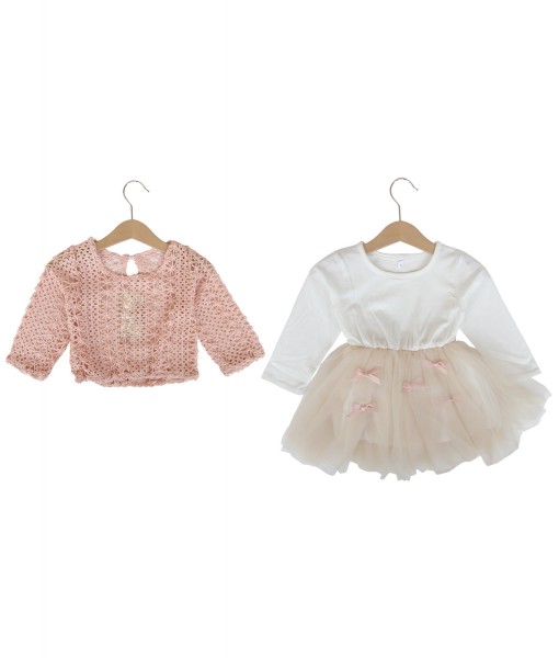 Ivory Tutu Dress Crochet Outer - Pink 1