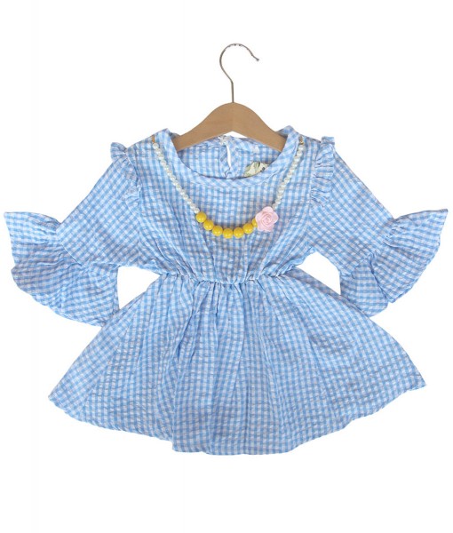 Necklace Plaid Dress - Blue 1