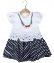 Necklace Combination Dress - Blue Dark Polka