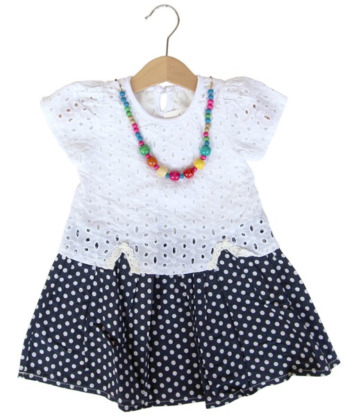 Necklace Combination Dress - Blue Dark Polka 1