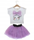 Girl Bow Top + Skirt - Purple