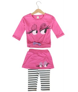 Flirty Eye Tee + Stripes Pant - Pink