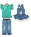 Lace Green Top + Tutu Overall + Jeans