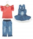 Lace Orange Top + Tutu Overall + Jeans