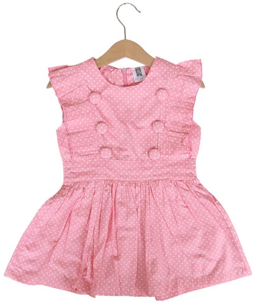 Ruffle and Button Dress - Pink 1