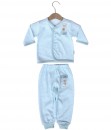 Long Button Stripes Set (Newborn) - Blue