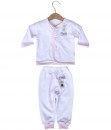 Long Button Stripes Set (Newborn) - Pink