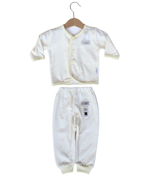 Long Button Stripes Set (Newborn) - Yellow 1