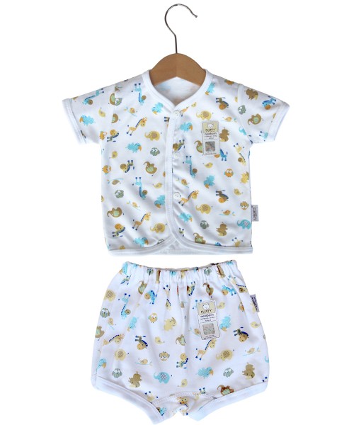 Short Button Animal Set (Newborn) - White 1