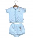Short Button Stripes Set (Newborn) - Blue