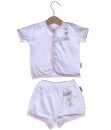 Short Button Stripes Set (Newborn) - Pink
