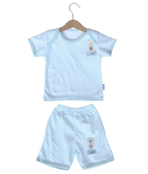 Short Tee Stripes Set (2-12M) - Blue 1
