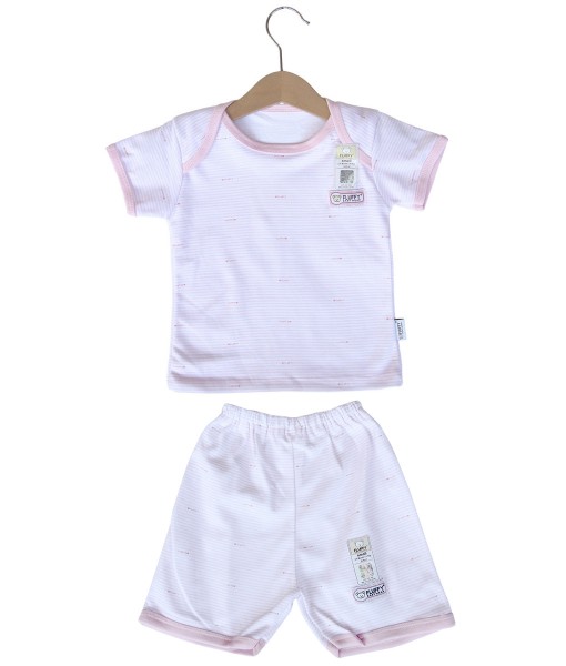 Short Tee Stripes Set (2-12M) - Pink 1