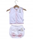 Sleeveless Button Stripes Set (Newborn-12M) - Pink