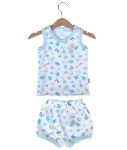Sleeveless Tee Animal Set (2-12M) - Blue