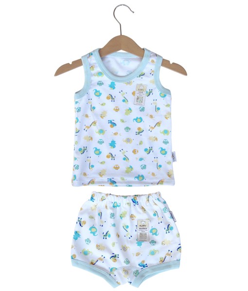 Sleeveless Tee Animal Set (2-12M) - Blue 1