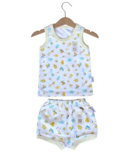 Sleeveless Tee Animal Set (2-12M) - Yellow