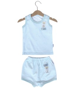 Sleeveless Tee Stripes Set (2-12M) - Blue