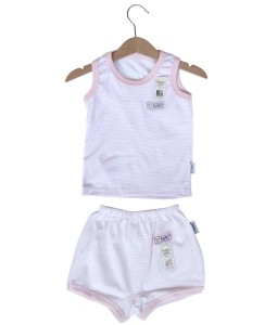 Sleeveless Tee Stripes Set (2-12M) - Pink