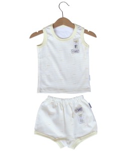 Sleeveless Tee Stripes Set (2-12M) - Yellow