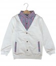 Cardigan Shirt Combi - Plaid White