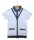 Cardigan Shirt Combi - Polka White