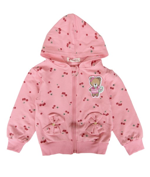Bear Cherry Hoodie Top - Pink 1
