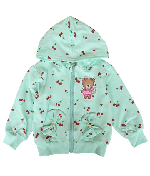 Bear Cherry Hoodie Top - Turquoise 1