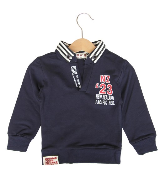 Stripe Collar Top - Blue Dark 1