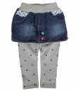 Button Jeans Skirt Legging - Grey