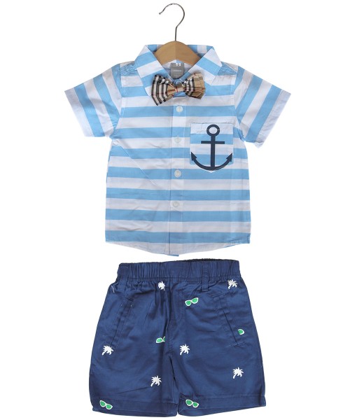 Anchor Stripe Shirt + Short Pant + Bow Tie 1