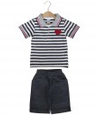 Collar Stripe Shirt + Short Pant