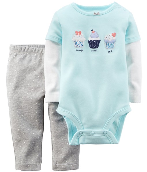 Cupcake Blue Bodysuit + Grey Pant 1