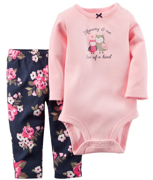 Owl Pink Bodysuit + Flower Pant 1