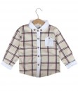 Button Plaid Top - Beige