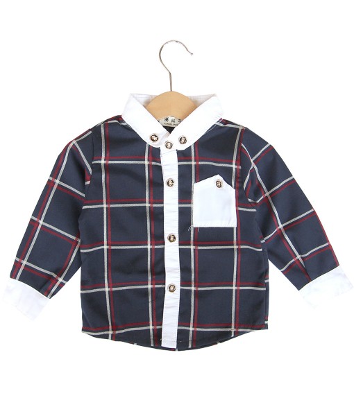 Button Plaid Top - Blue Dark 1