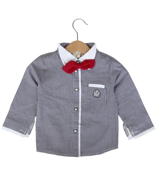 Layer Lining Bow Tie Shirt - Black 1