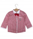 Layer Lining Bow Tie Shirt - Red