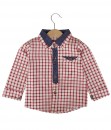 Polka Lining Plaid Shirt - Red