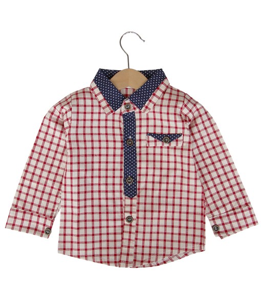 Polka Lining Plaid Shirt - Red 1