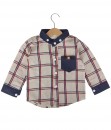 Solid Lining Plaid Shirt - Beige